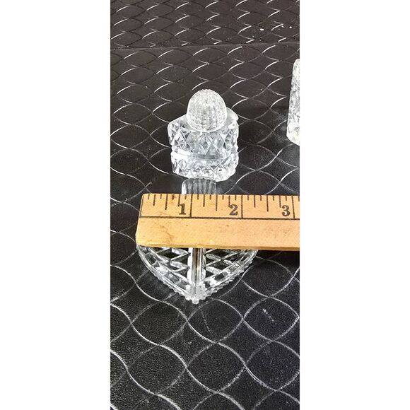 Cut Crystal Heart Salt and Pepper Shakers-Rare - Picture 11 of 11
